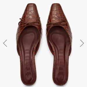 Staud Gina Mules Brown Croc Embossed